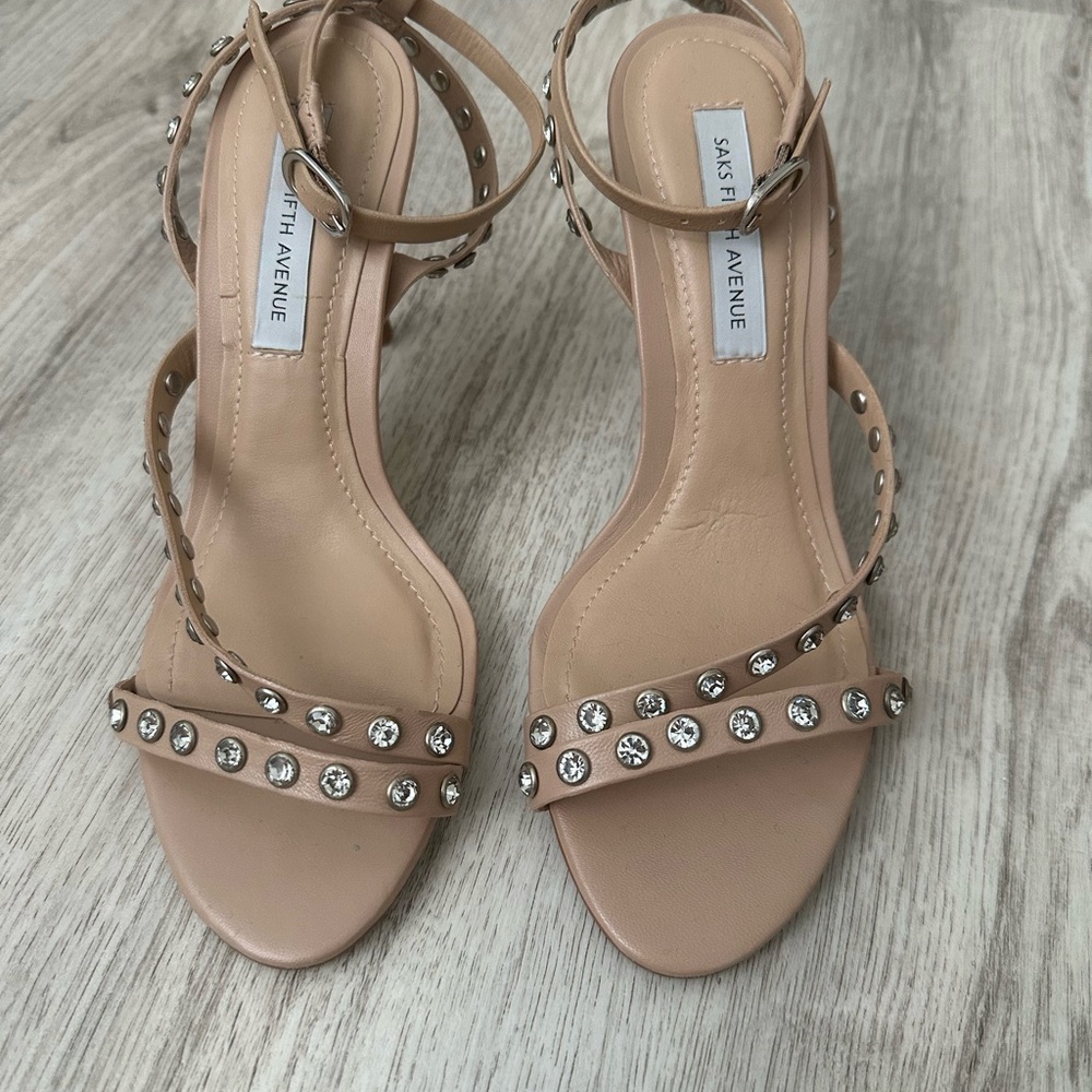 Cream colored heels with rhinestones